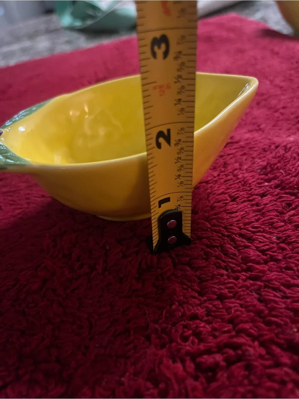 Lemon Shaped Ceramic Serving Bowls Set of Two Yellow Green Leaf Citrus Dishes